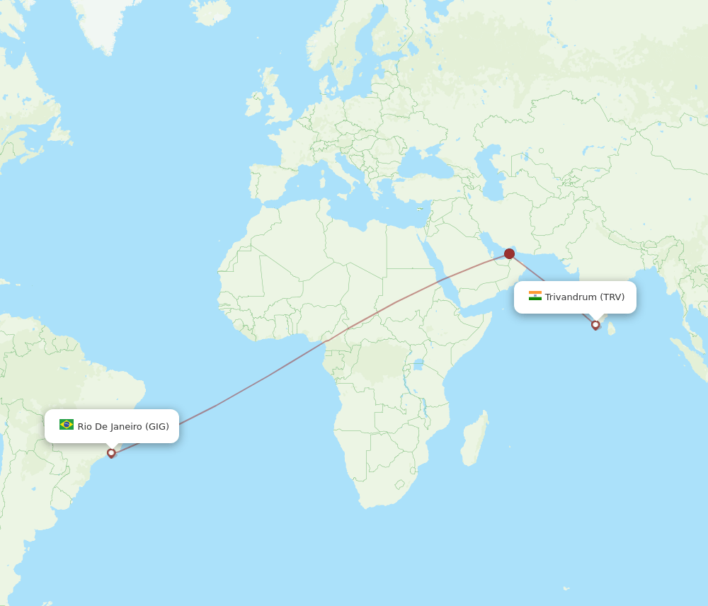 TRV-GIG flight routes