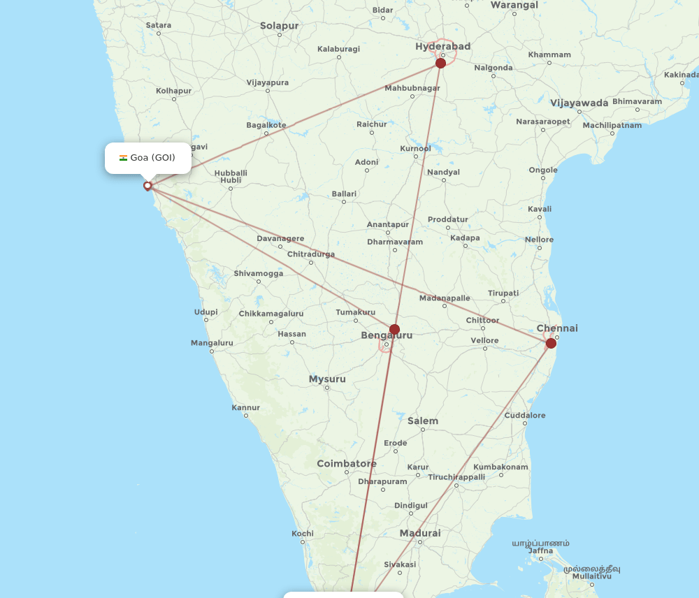 TRV-GOI flight routes