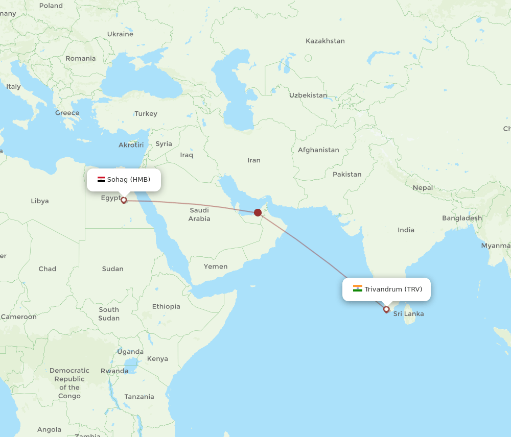 TRV-HMB flight routes