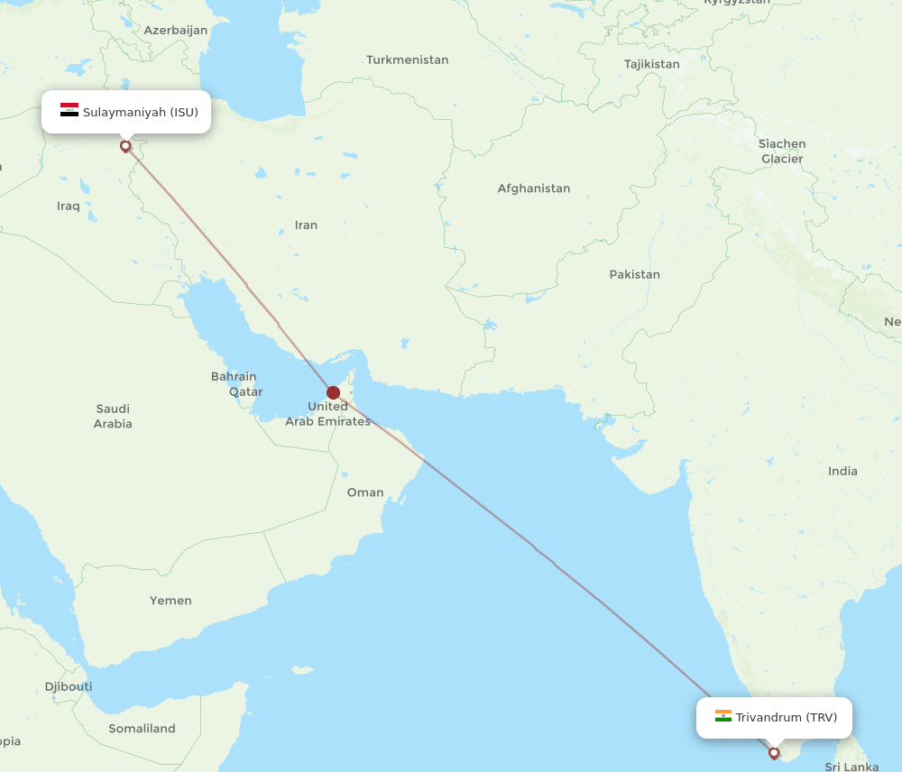 TRV-ISU flight routes