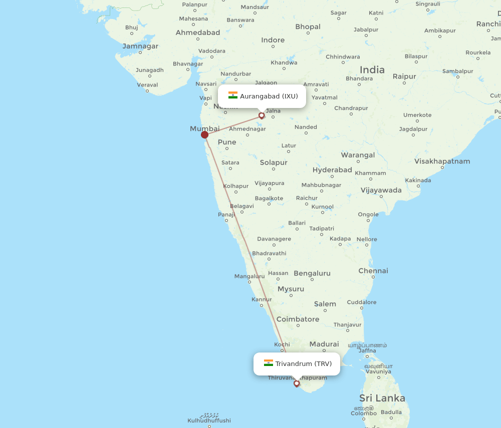 TRV-IXU flight routes