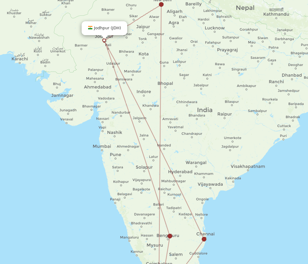 TRV-JDH flight routes