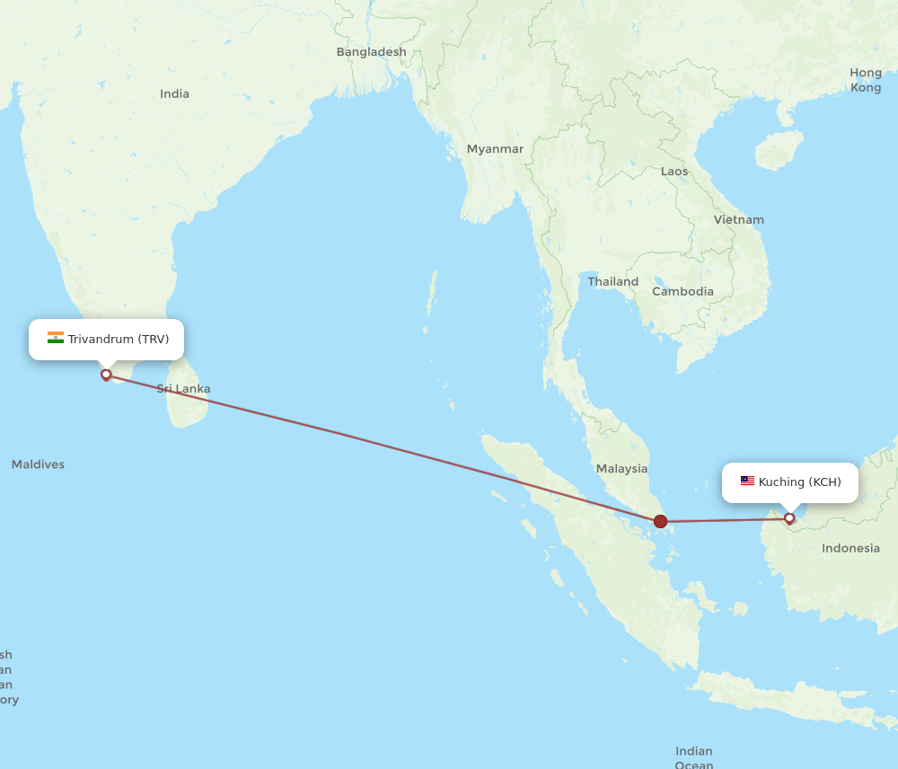 TRV-KCH flight routes