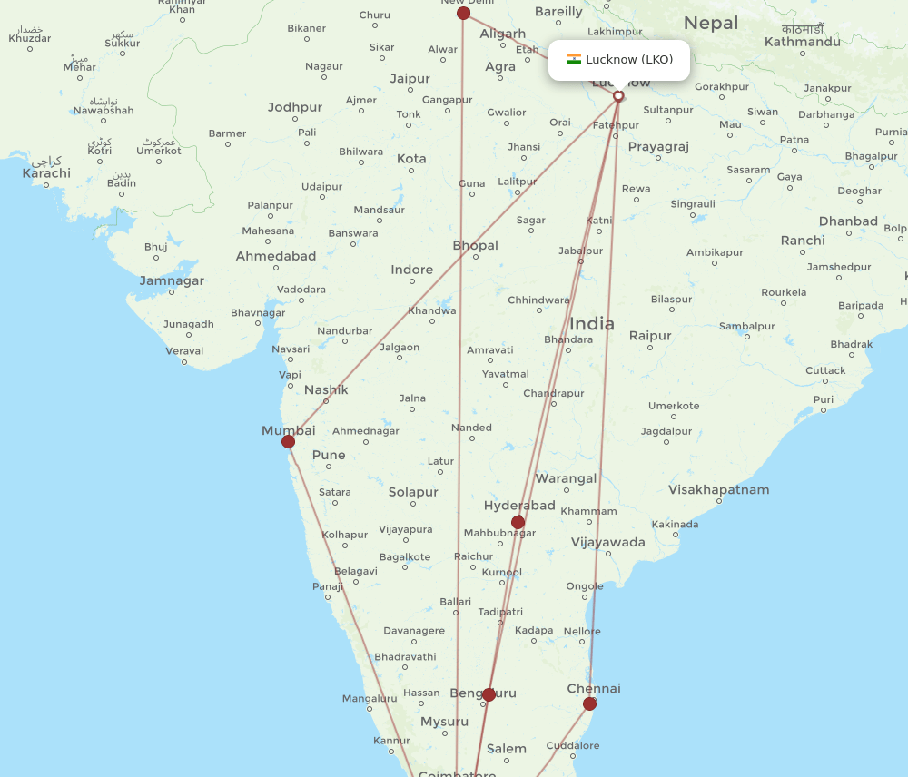 TRV-LKO flight routes
