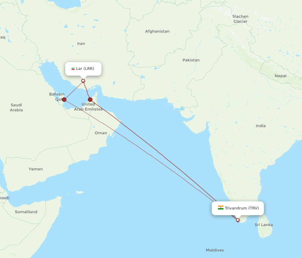 TRV to LRR flights and routes map