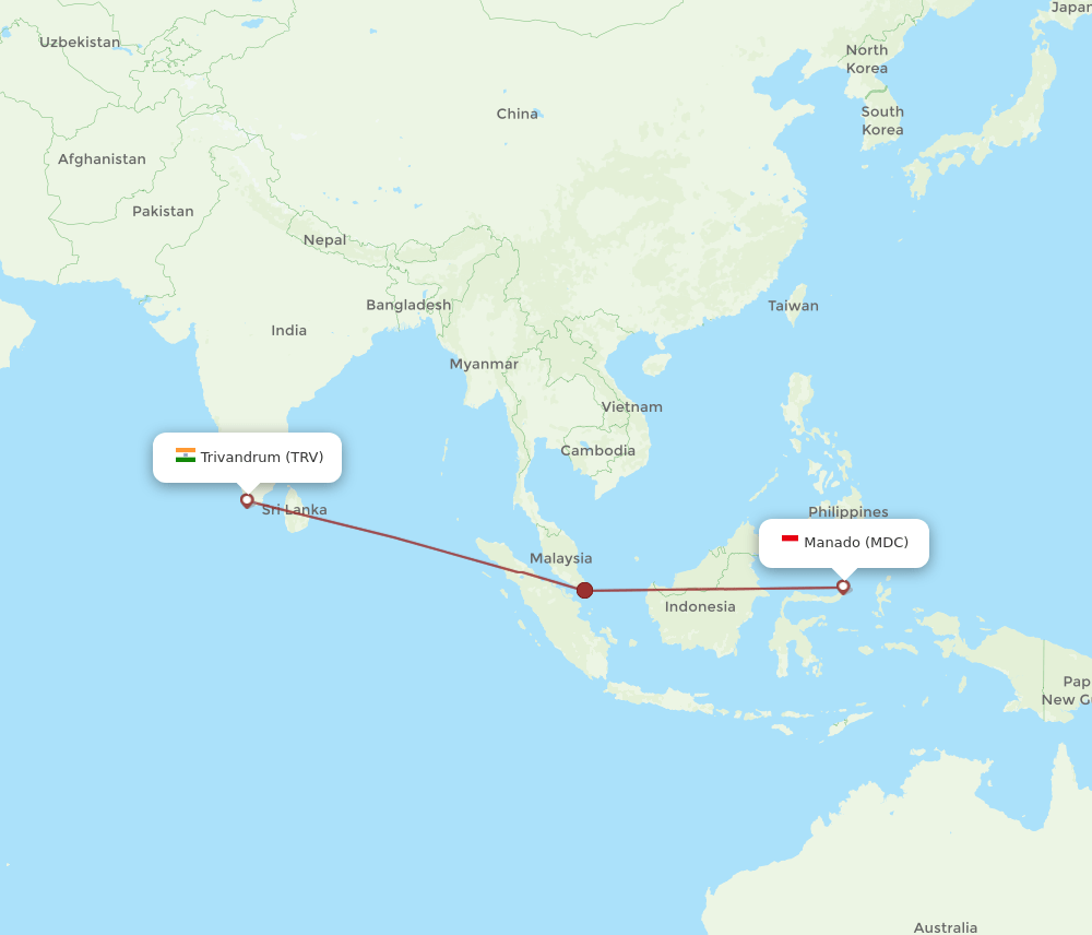 TRV-MDC flight routes