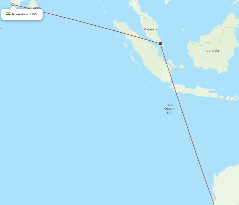 PER to TRV flights and routes map