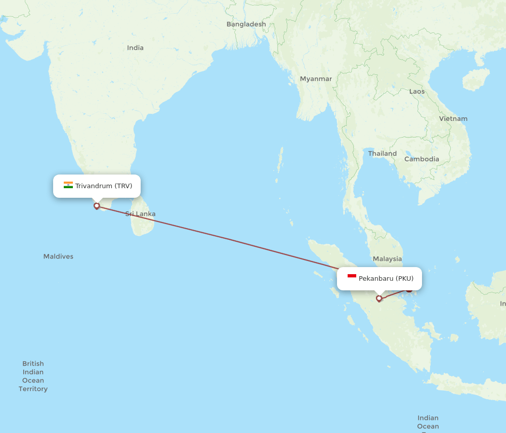 TRV-PKU flight routes