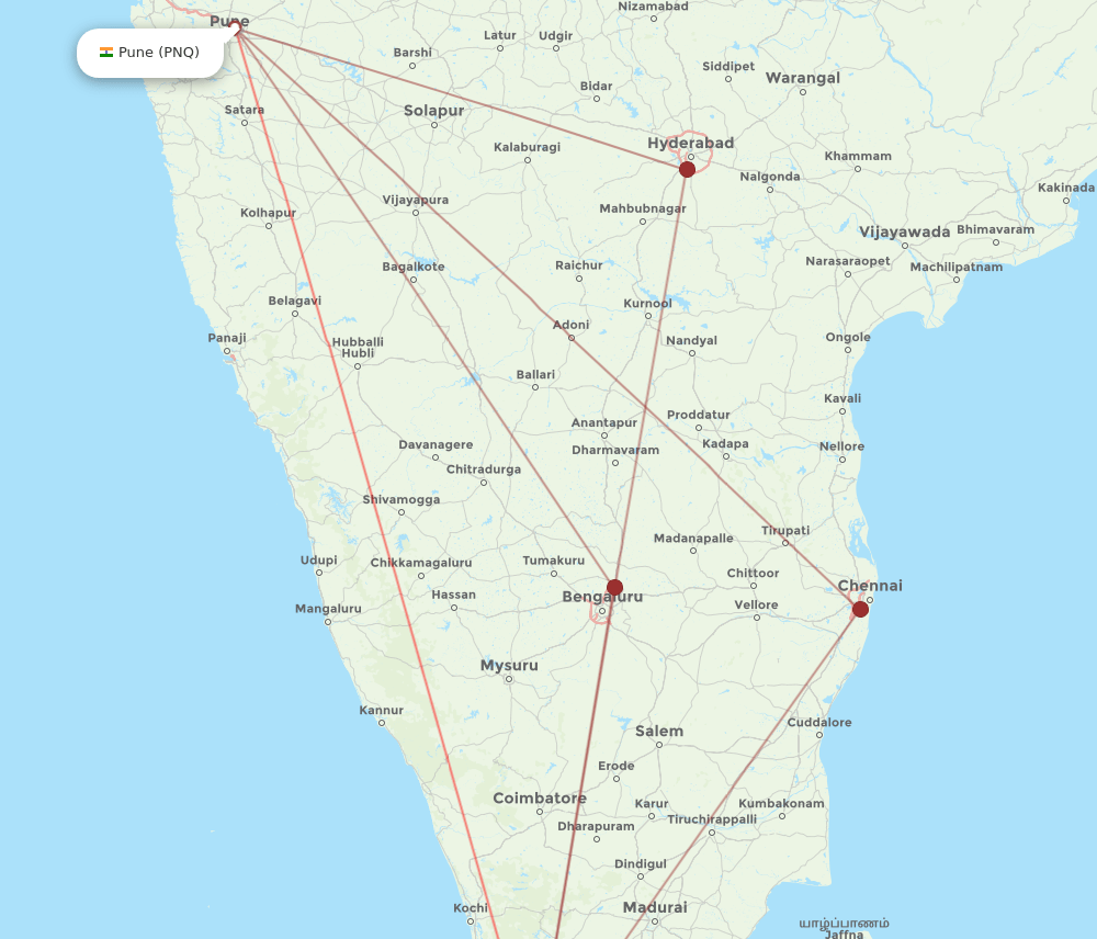 TRV-PNQ flight routes