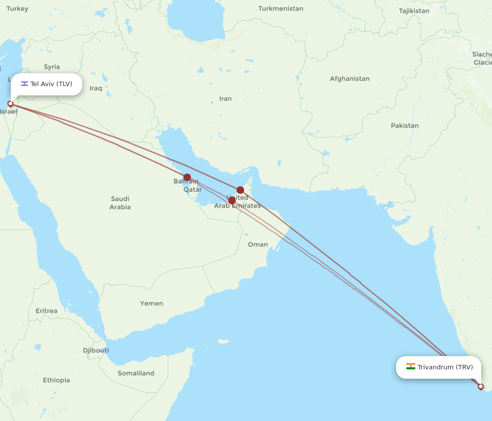 TRV-TLV flight routes