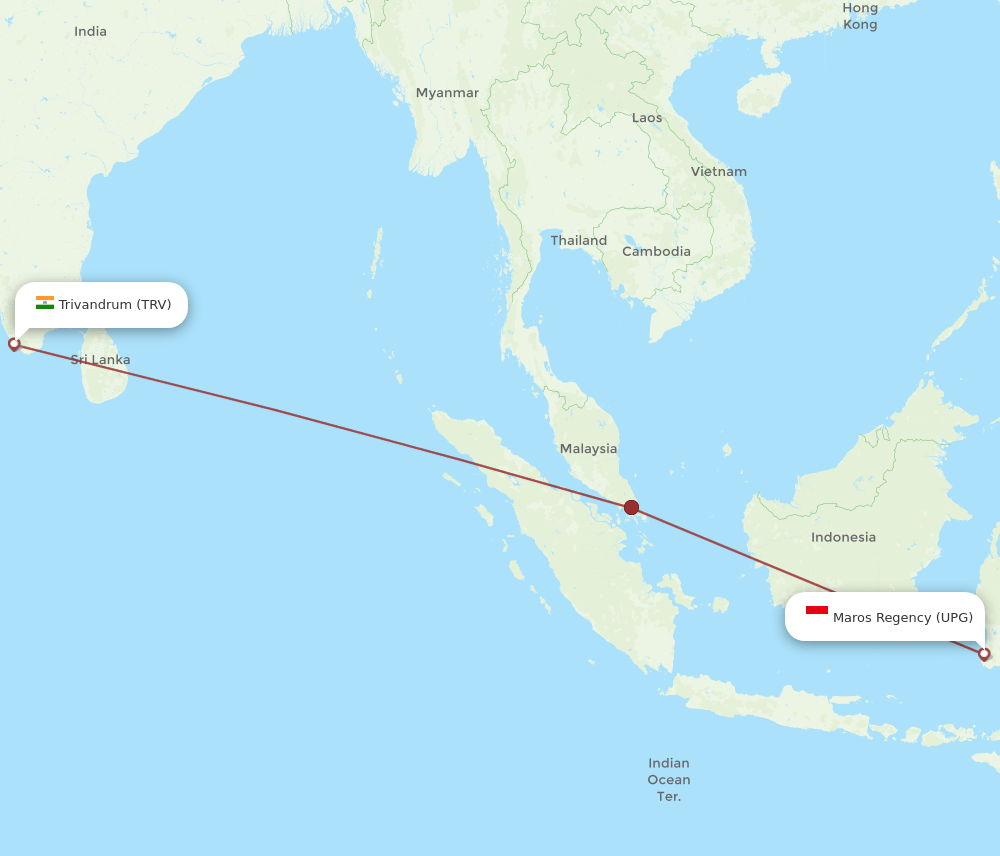 TRV-UPG flight routes