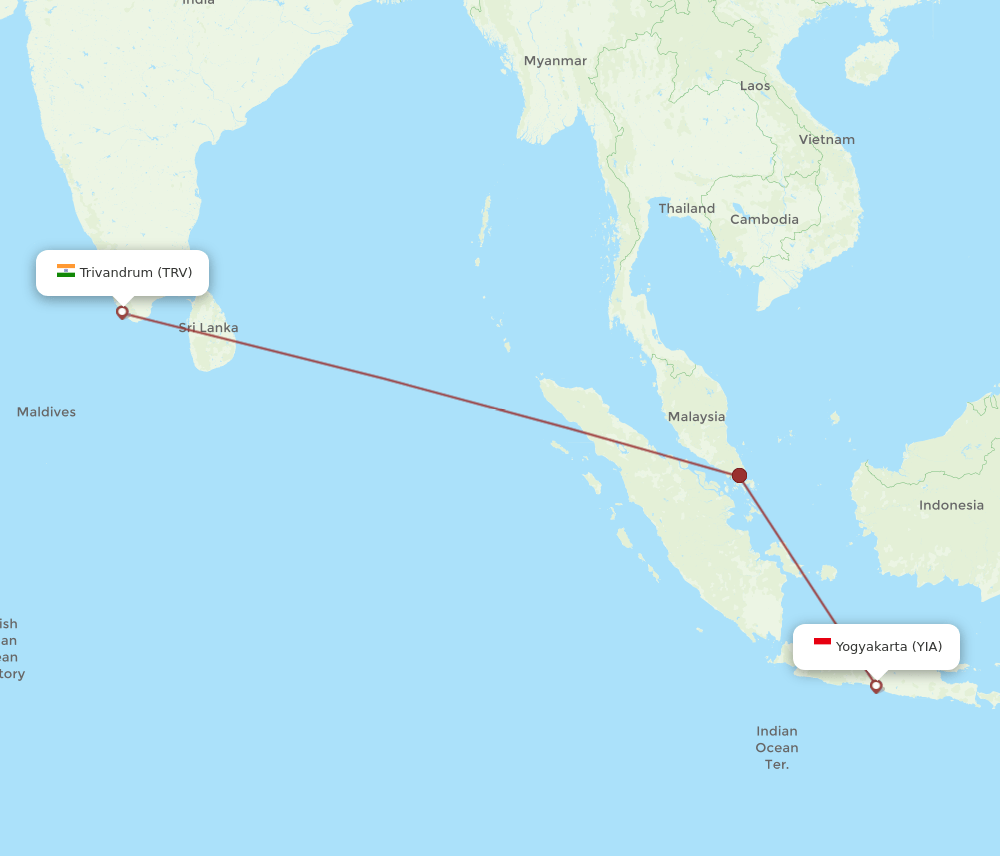 TRV-YIA flight routes