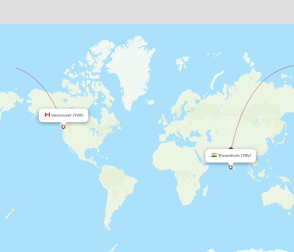 TRV-YVR flight routes