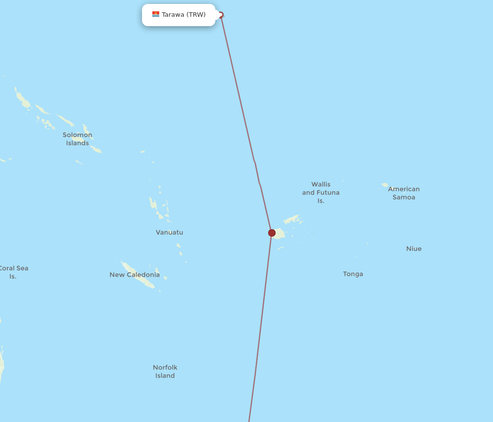 TRW-AKL flight routes