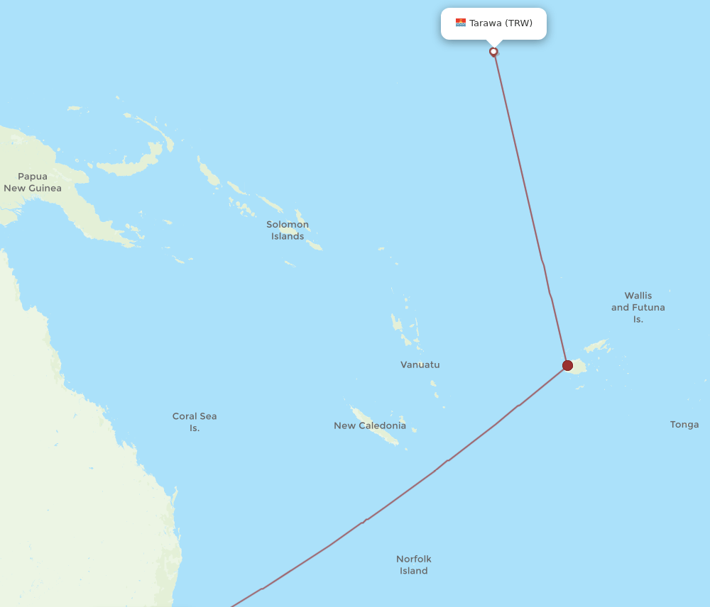 SYD to TRW flights and routes map