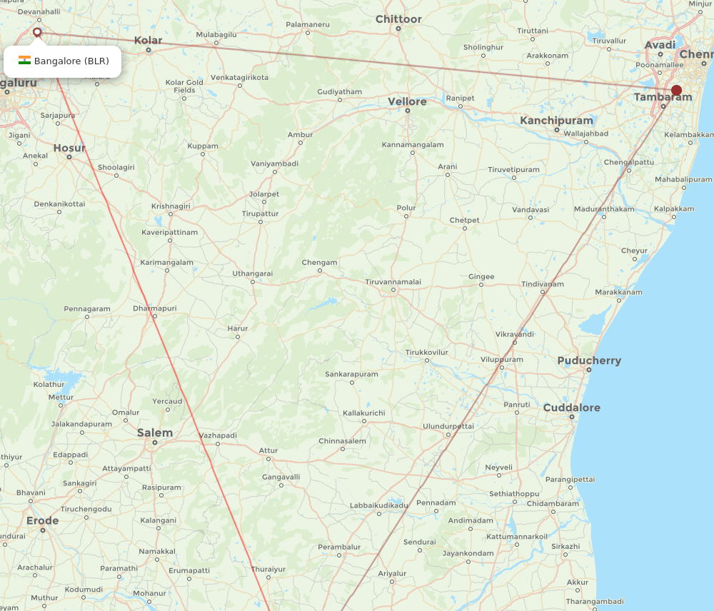 TRZ to BLR flights and routes map