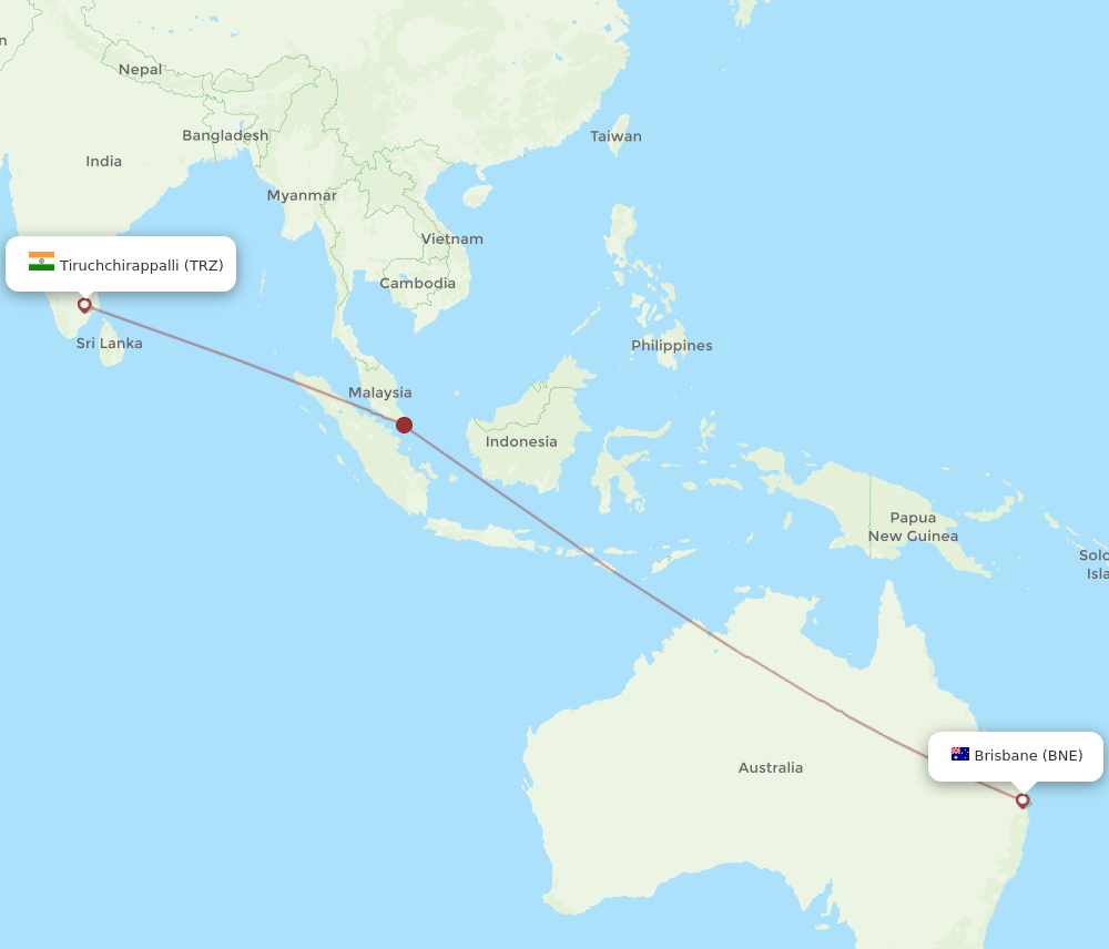 TRZ-BNE flight routes