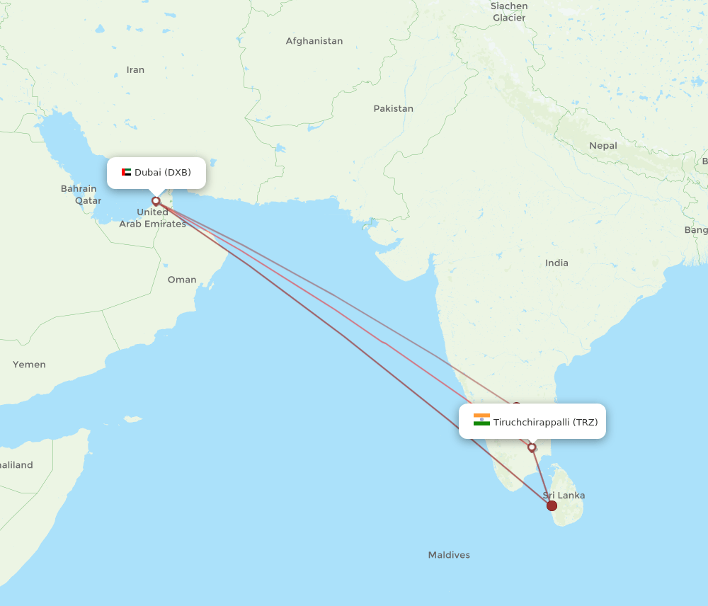 TRZ-DXB flight routes