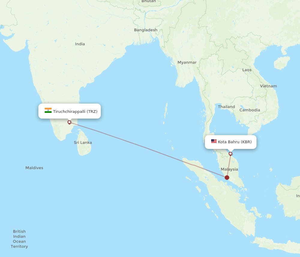 TRZ-KBR flight routes