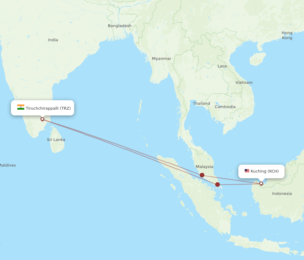 TRZ-KCH flight routes