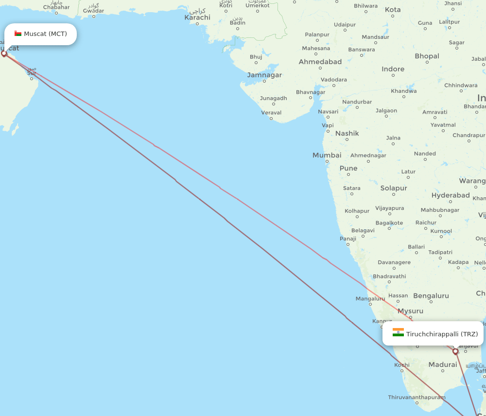 TRZ-MCT flight routes