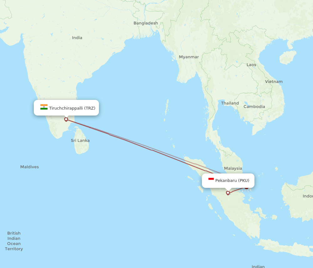 TRZ-PKU flight routes