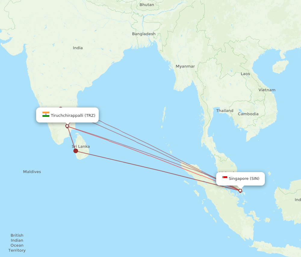 TRZ to SIN flights and routes map