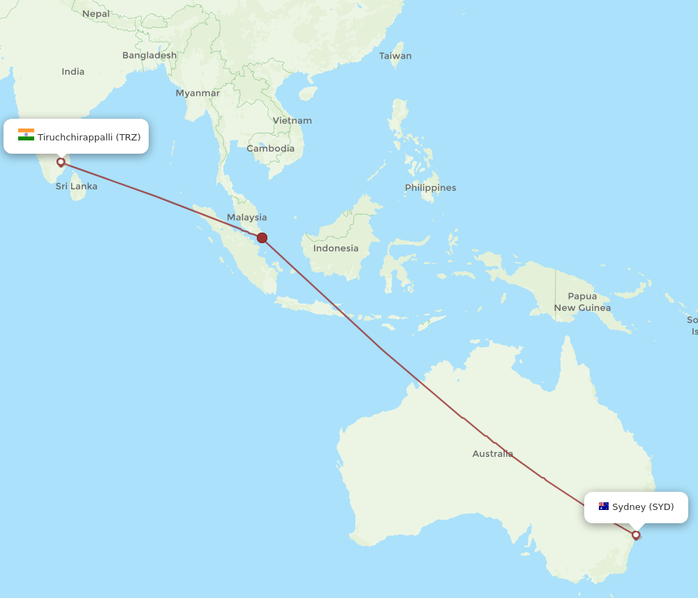 TRZ-SYD flight routes