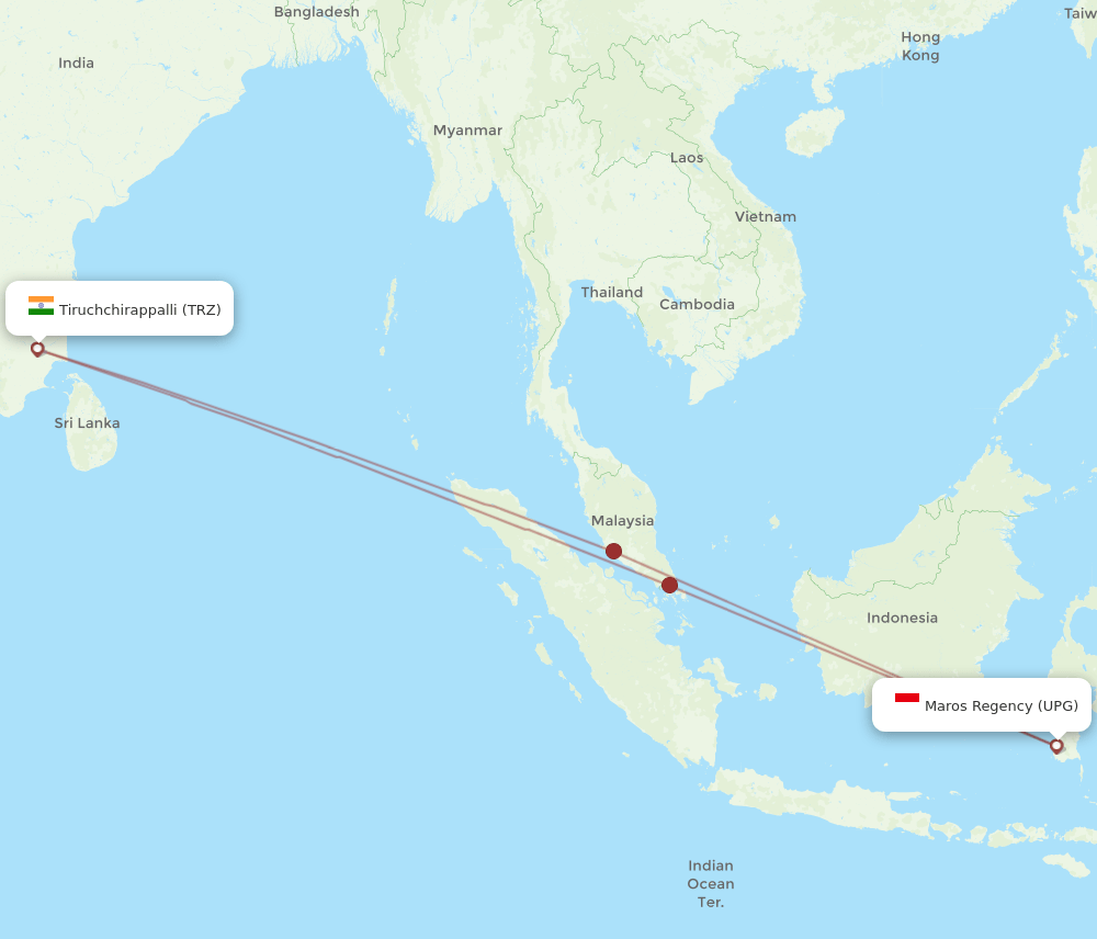 TRZ-UPG flight routes