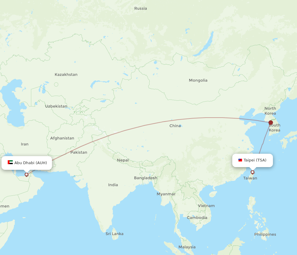TSA-AUH flight routes