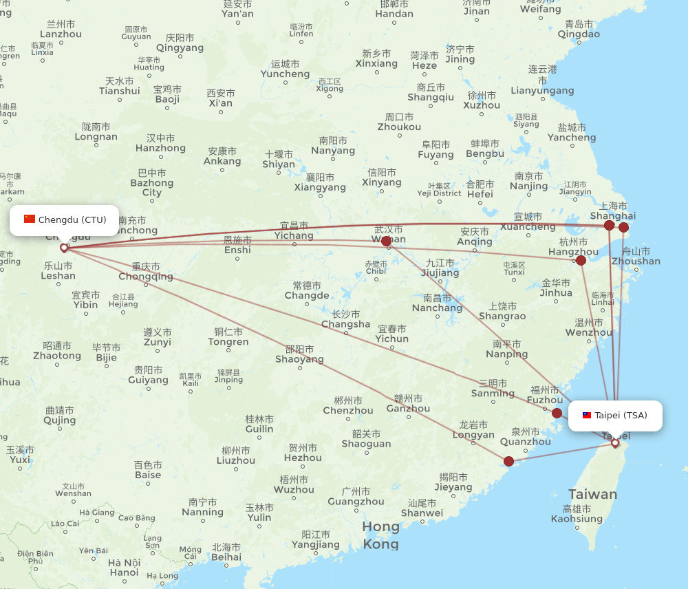 TSA-CTU flight routes