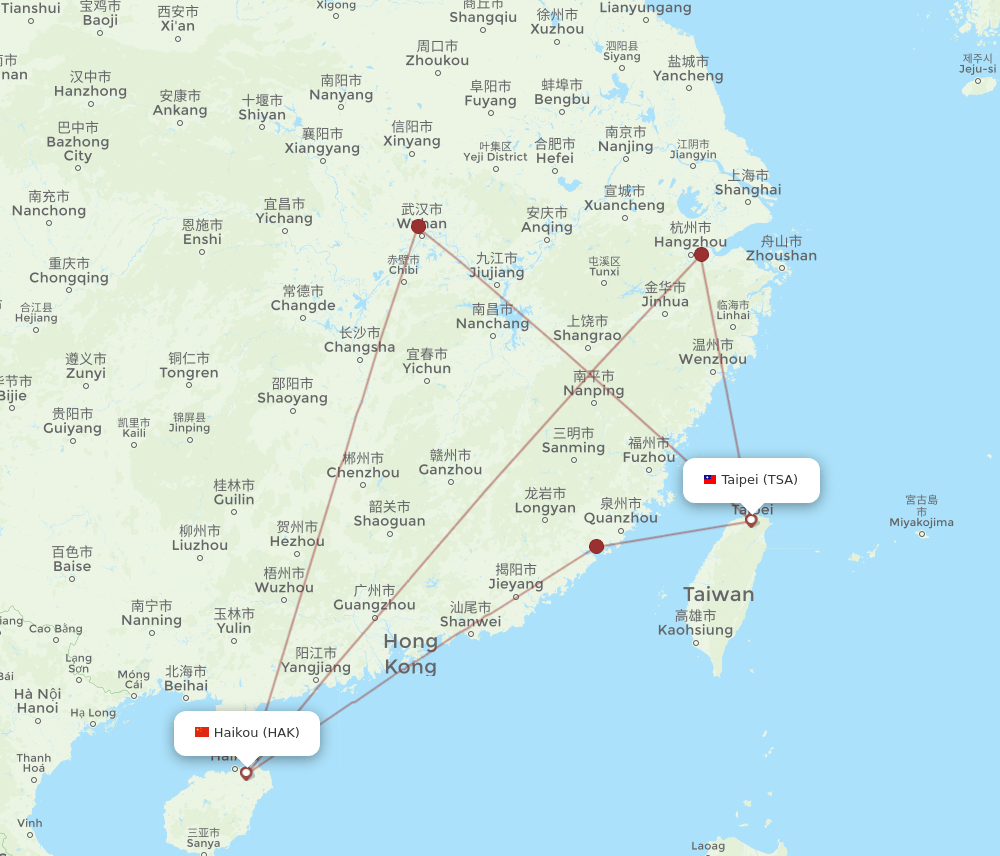 TSA-HAK flight routes