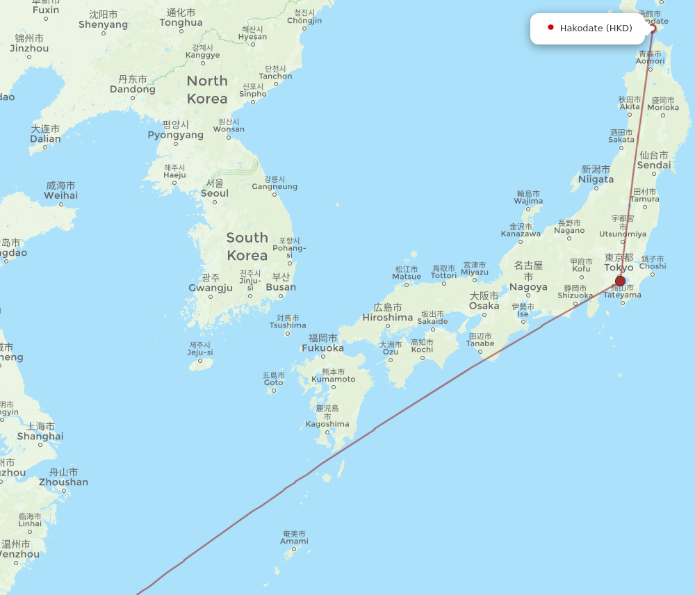 TSA-HKD flight routes
