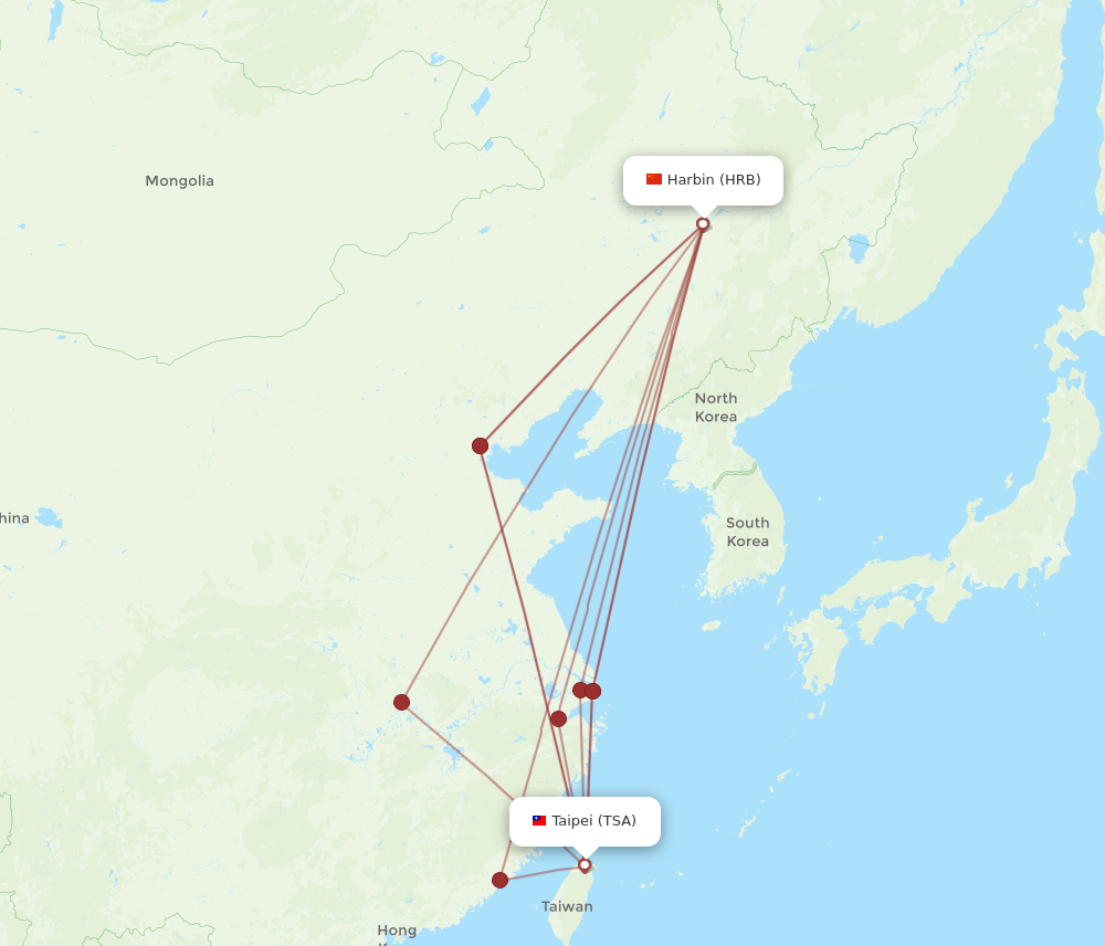 TSA to HRB flights and routes map
