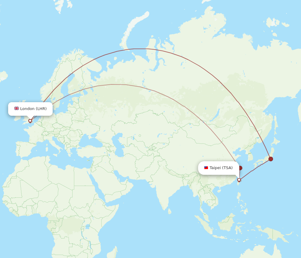 TSA to LHR flights and routes map