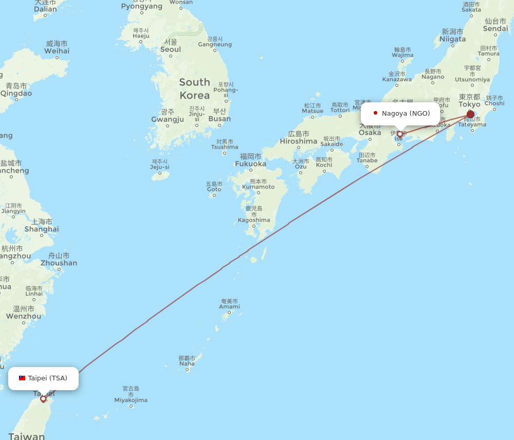TSA-NGO flight routes
