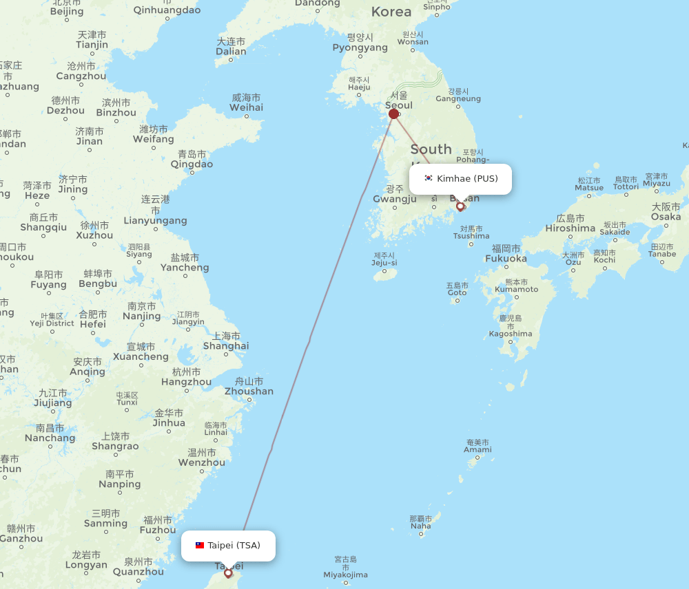 TSA-PUS flight routes