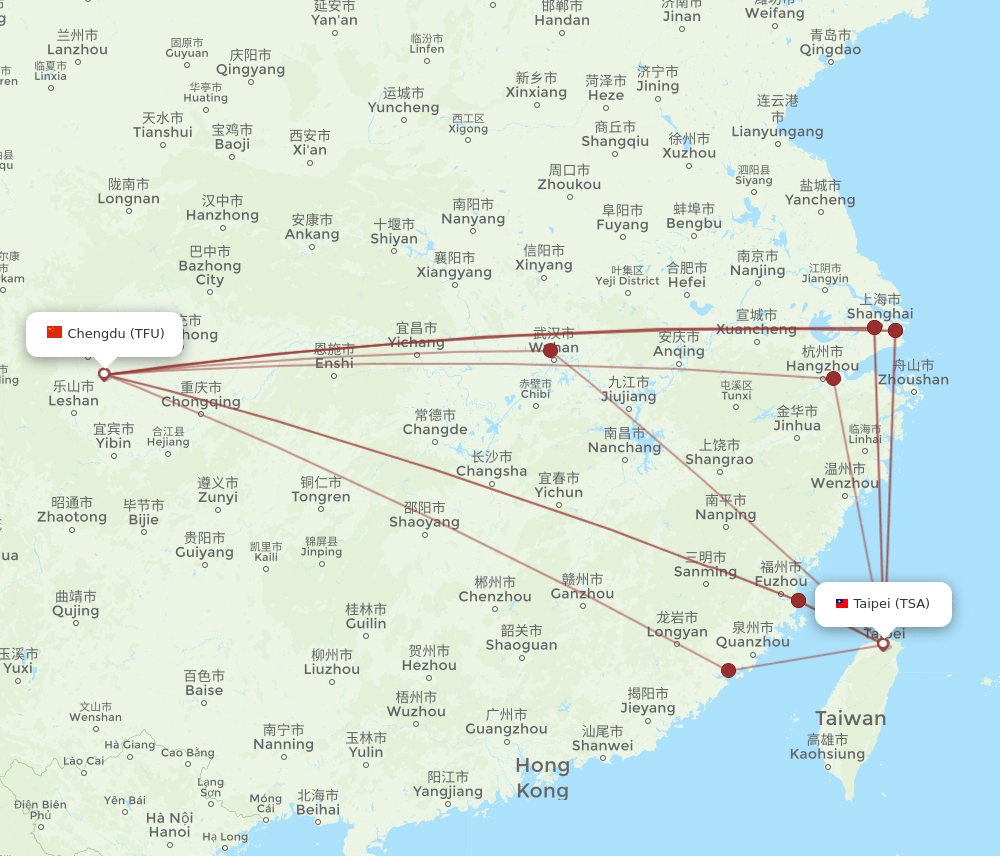TSA-TFU flight routes