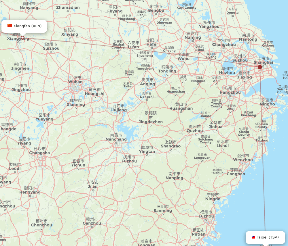 TSA to XFN flights and routes map
