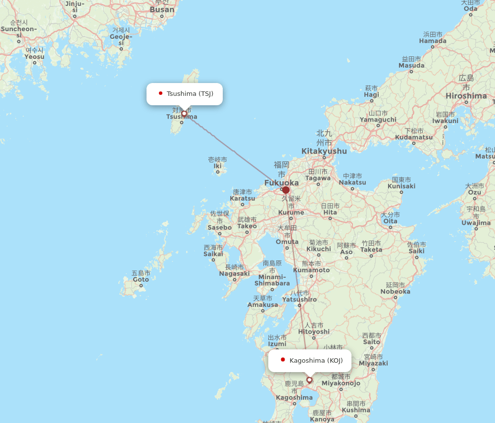 TSJ-KOJ flight routes