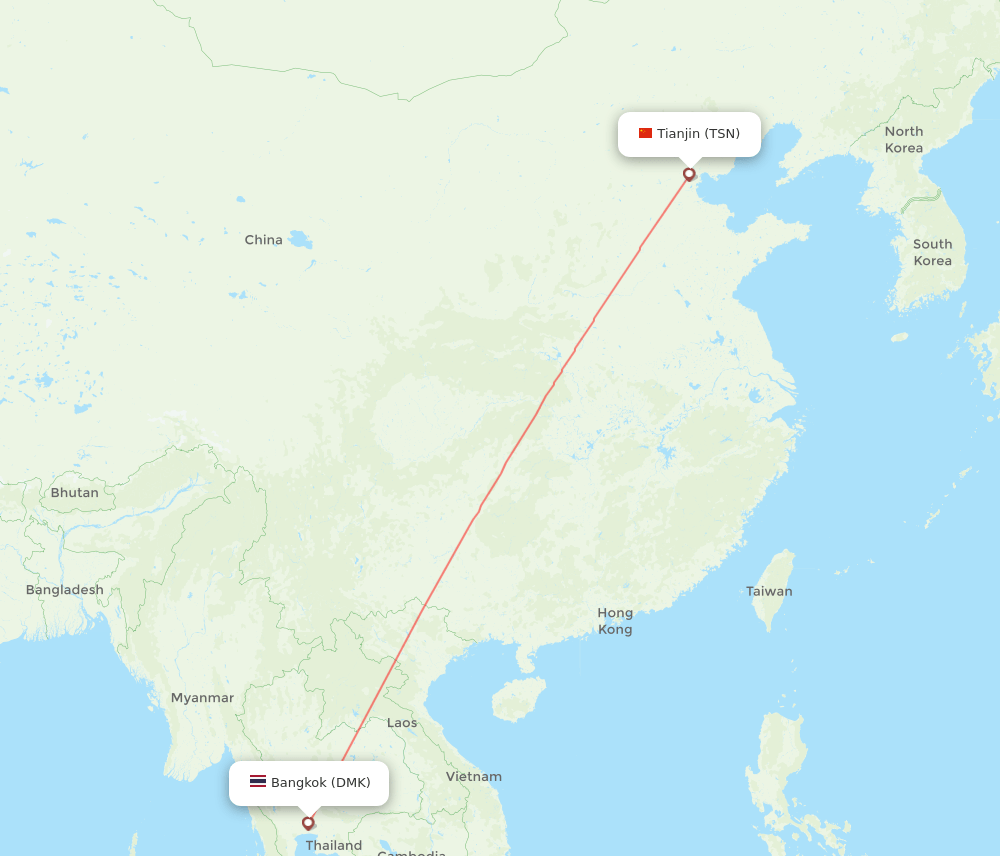 TSN to DMK flights and routes map