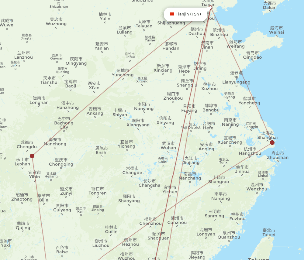 TSN-HAN flight routes