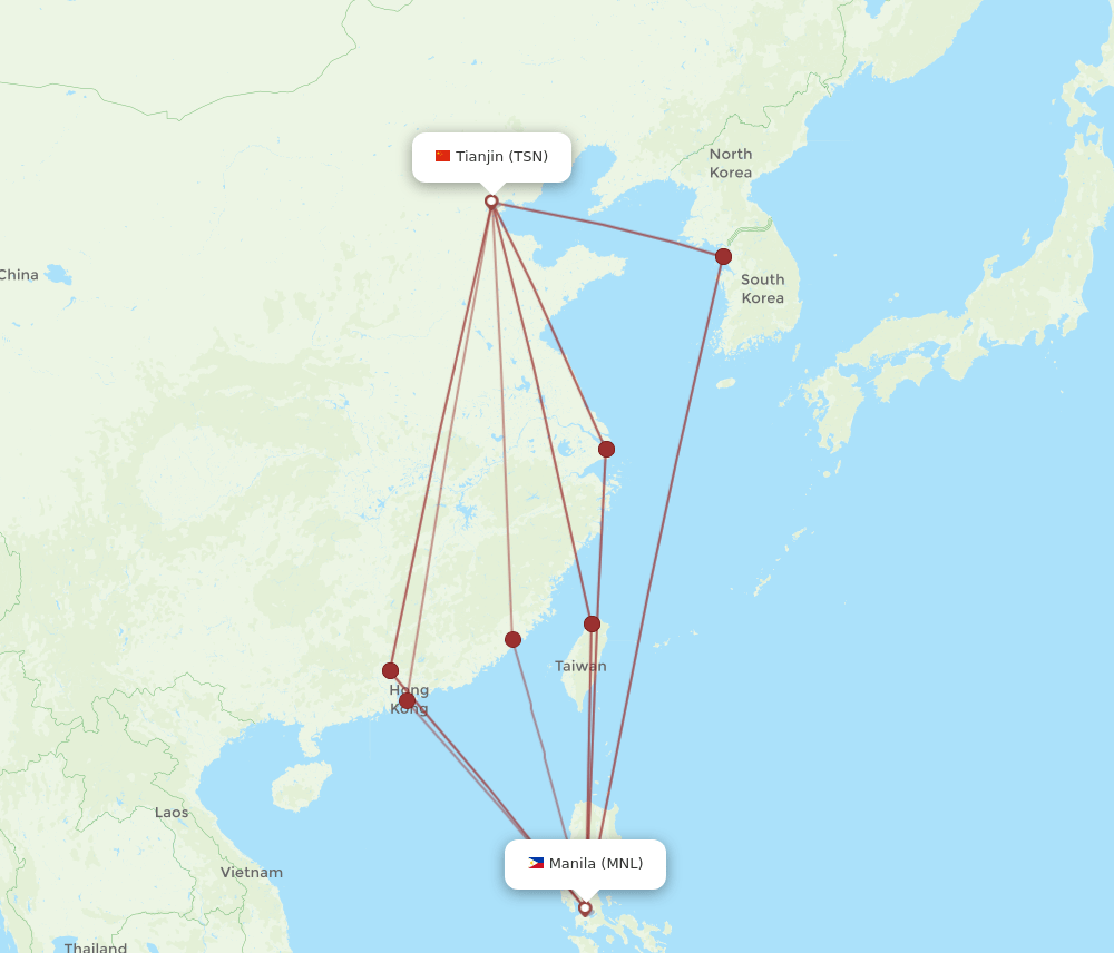 TSN-MNL flight routes