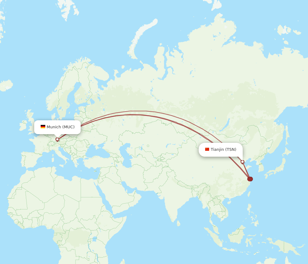 TSN-MUC flight routes