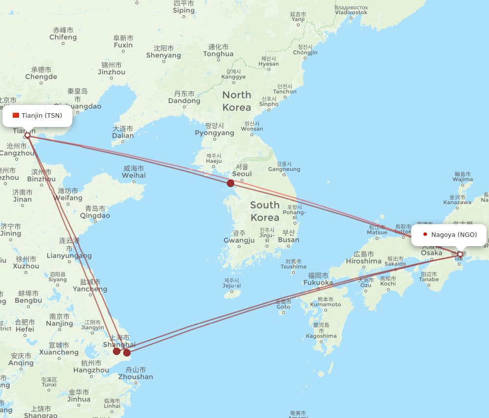 TSN-NGO flight routes