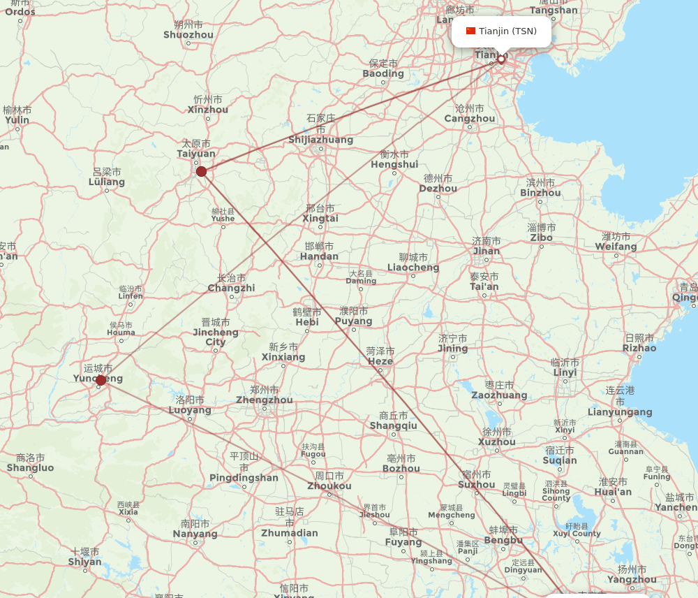 TSN-NKG flight routes