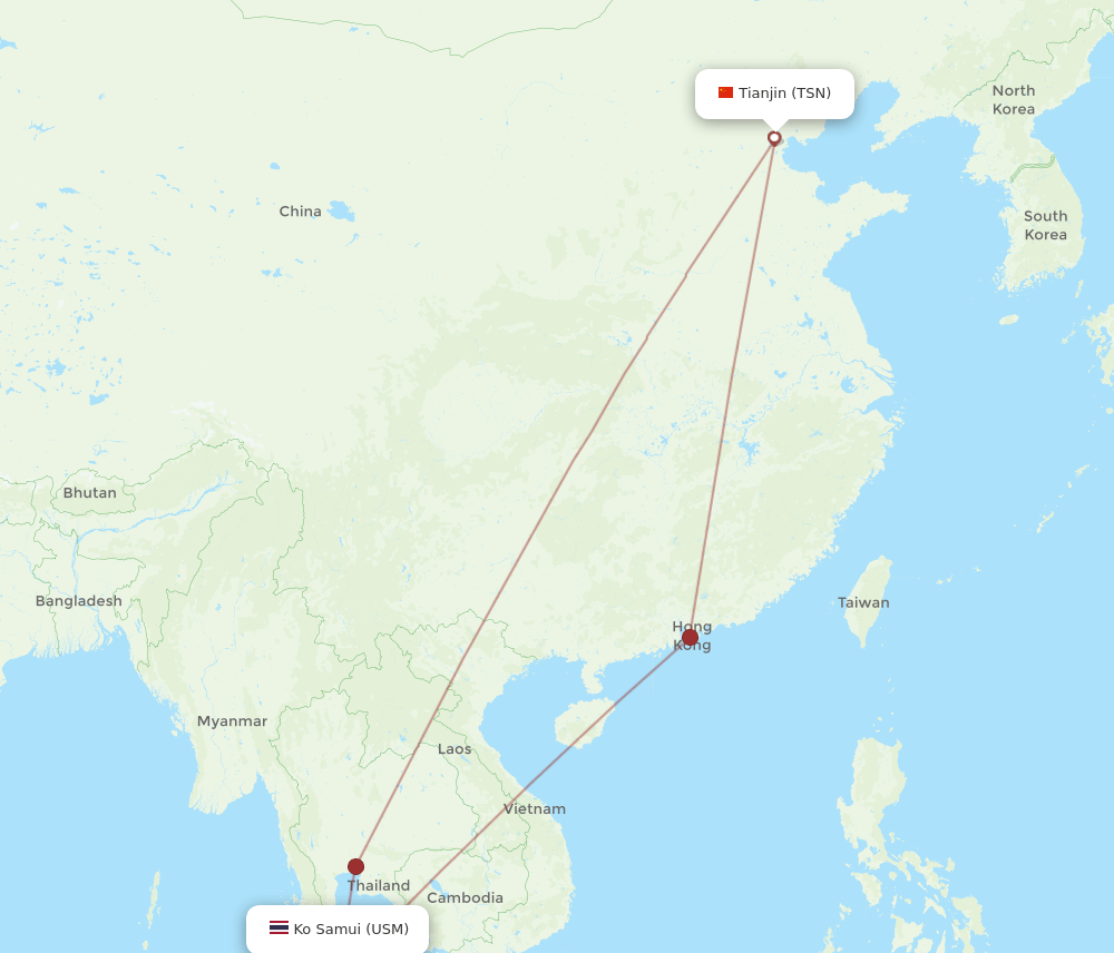 TSN-USM flight routes