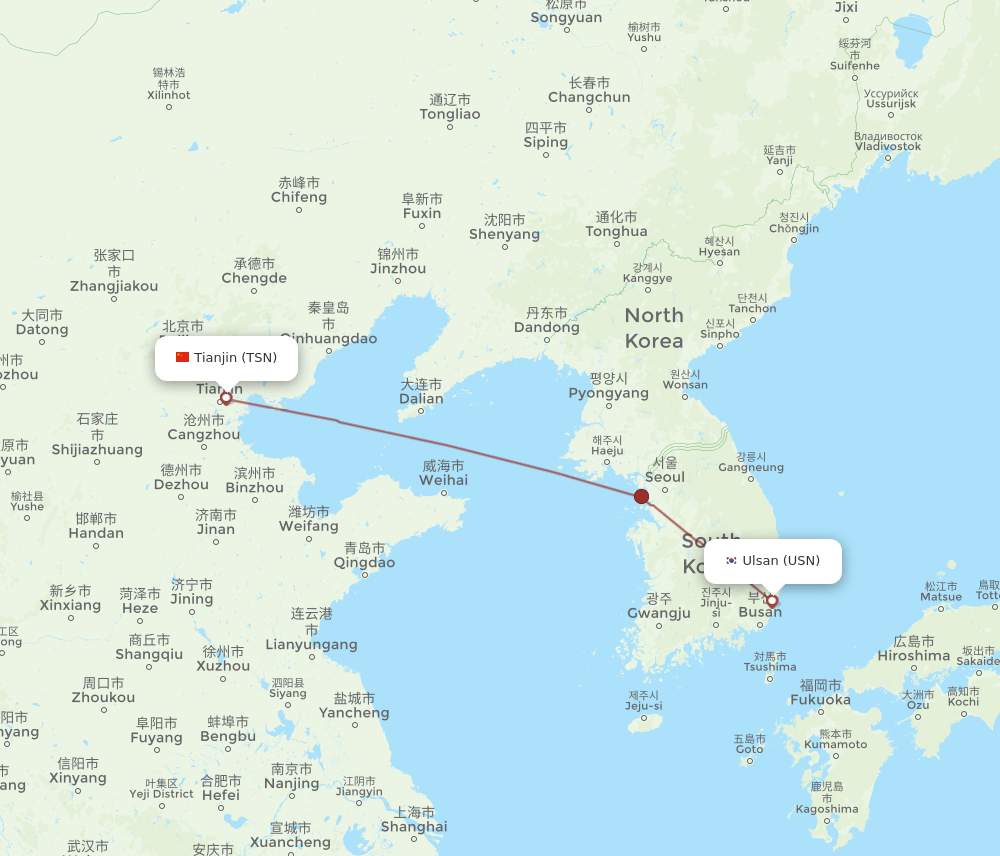 TSN-USN flight routes
