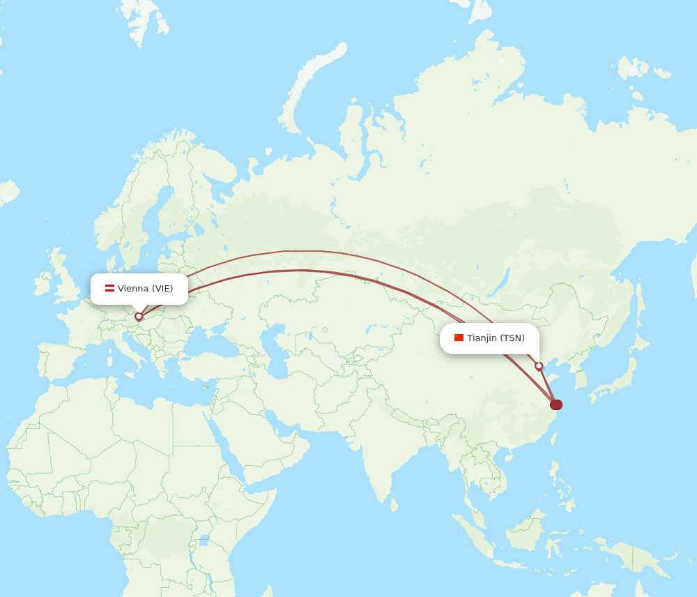 TSN-VIE flight routes