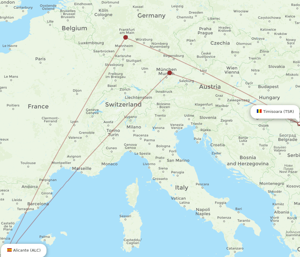 TSR-ALC flight routes